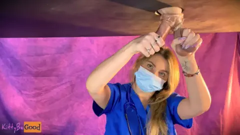 Kittybegood – Hot Blonde Nurse Drains Big Cock And Balls In Milking Table