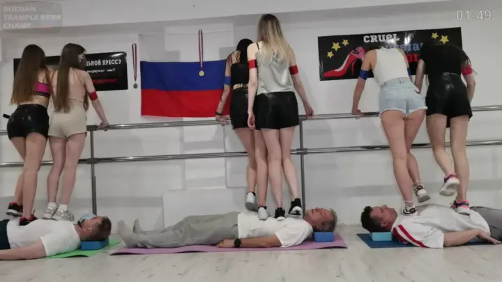 Multitrampling Contest 69 Full 6 Girls Barefoot Trampling Face Squeezing Sneakers Torment Screaming Under Heels