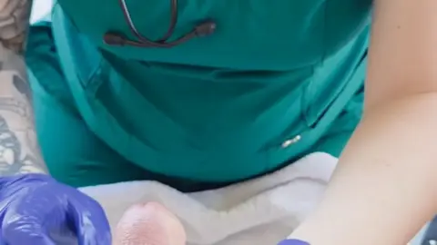 Atattooedsinner – Sexy Nurse Milks Cock With Latex Gloves