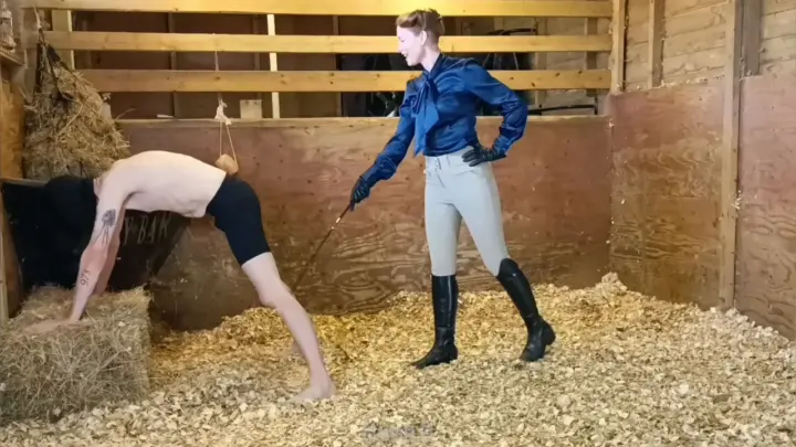 Madam m – Sadistic Stables Sack Smashing Extreme Ballbusting And Cropping Punishment