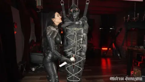 Mistress Damazonia Milking My Suspended Gimp